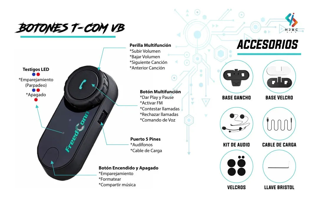 Intercomunicador Bluetooth T-com Vb